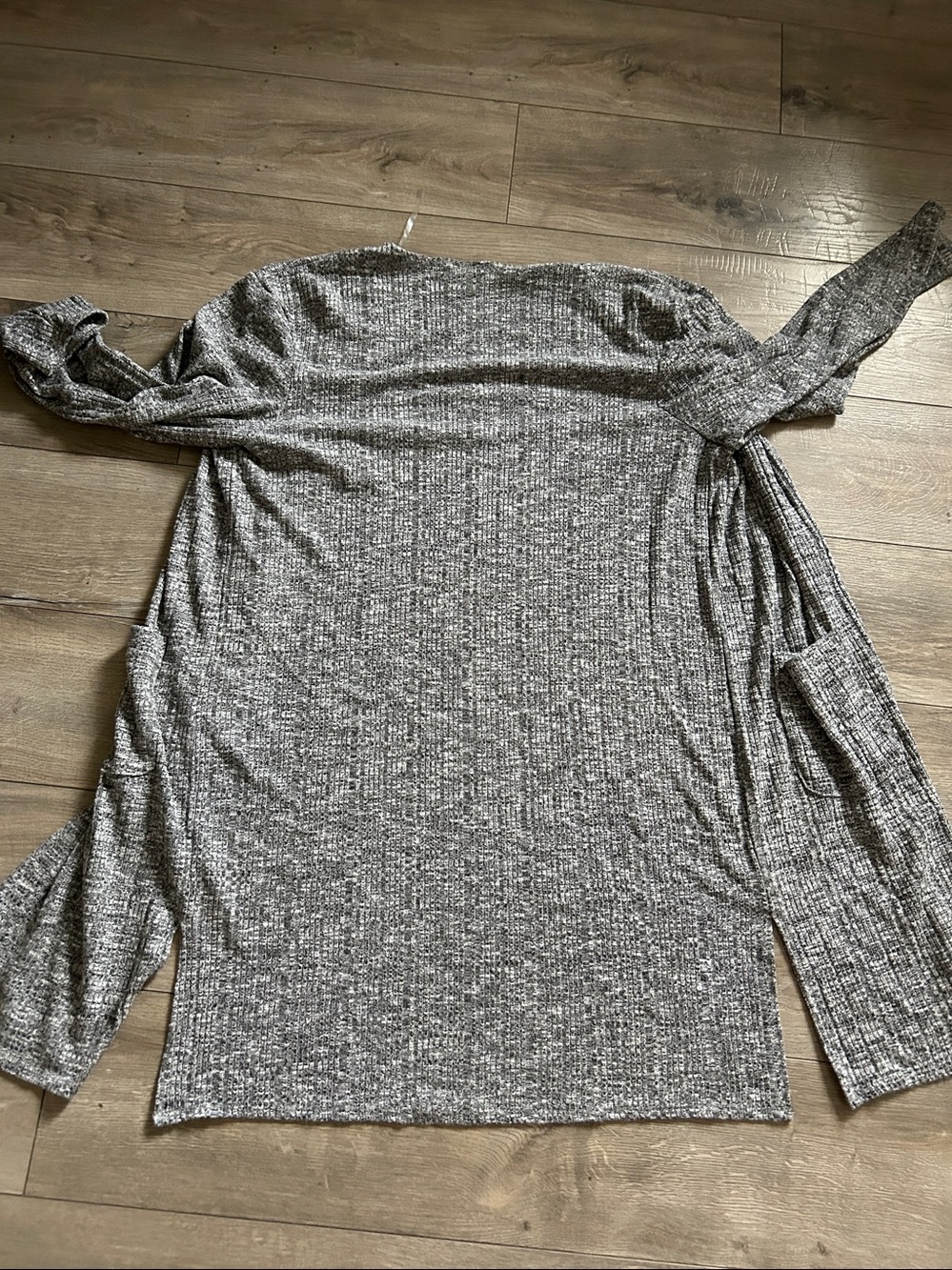 Grey Open-Front Longline Cardigan Sweater - Picture 12 of 12
